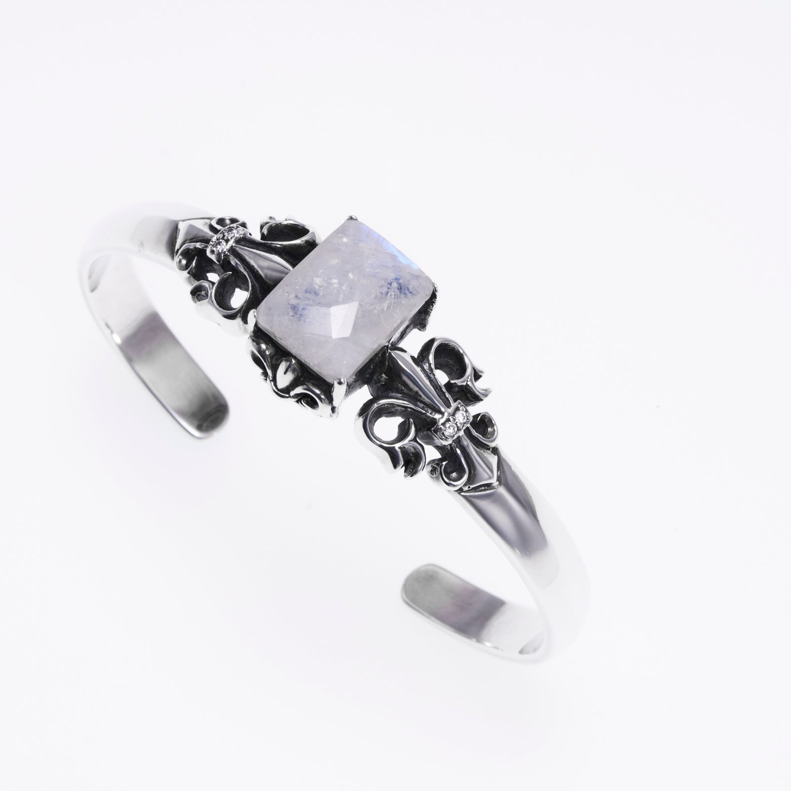 新品★ZOCALO フルールドリス・バングル　レインボームーンストーン Fleur de lis Bangle : Rainbow Moonstone｜フルール ド リス