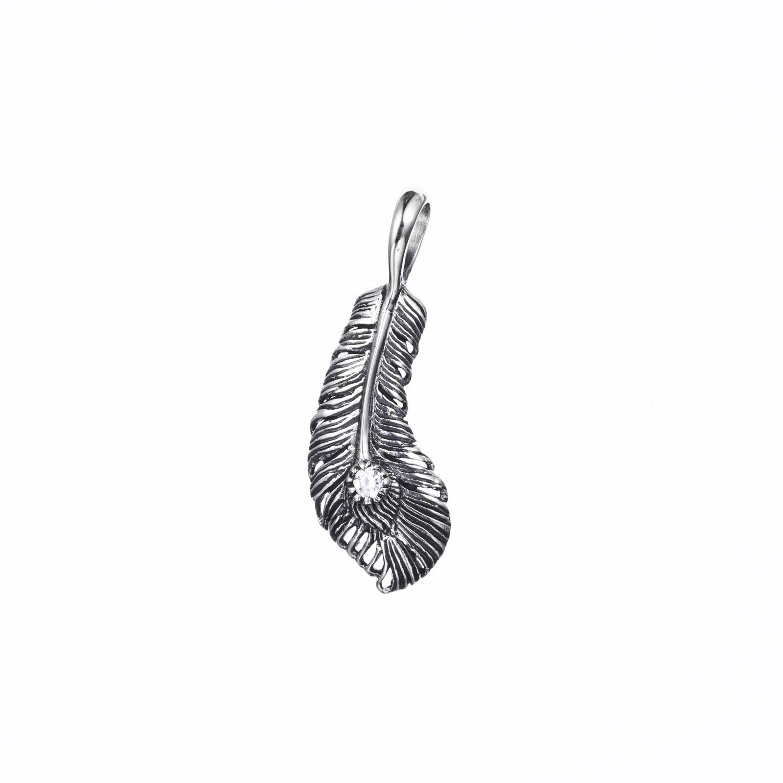 フェザーデザインチャーム໒꒱✨J. Phoenix Tail Feather Charm : (White CZ)｜フェニックス