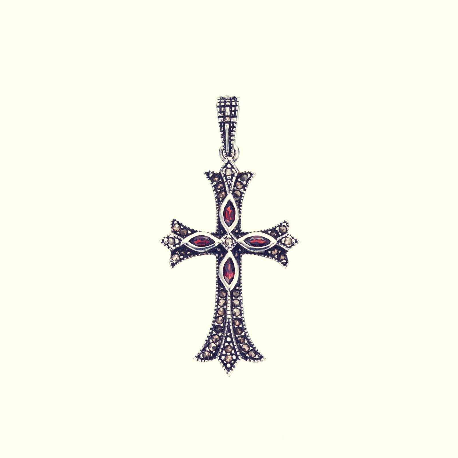 CROSS on CROSS Pendant : S (Garnet)|マーカサイト・クロス・オン・クロス・ペンダント: S(ガーネット)