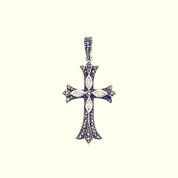 Cross on Cross Pendant: S (White CZ) |Cross on cross pendant Cross on Cross Pendant: S (White CZ) |Cross on cross pendant