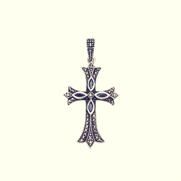 Cross on Cross Pendant : S (Black CZ)｜クロス・オン・クロス