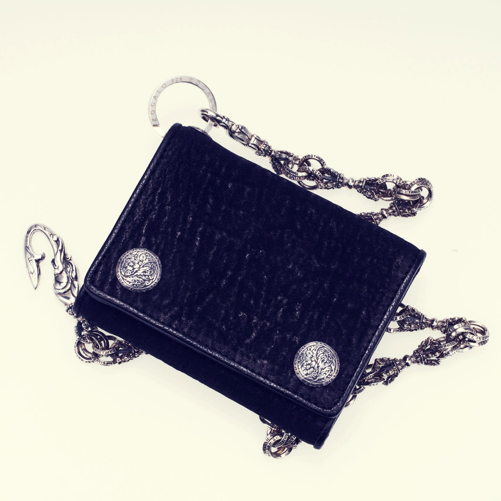 美品 ZOCALO シルバー コンチョ リング ミドル ウォレット ミドルウォレット 二つ折り財布 パイソンナチュラル/コンチョ