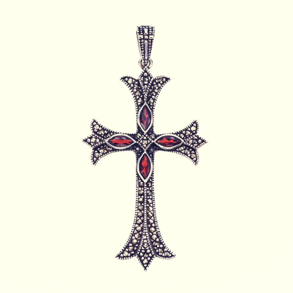 ZOCALOクロスペンダント Cross on Cross Pendant : L (Garnet)｜クロス・オン・クロス