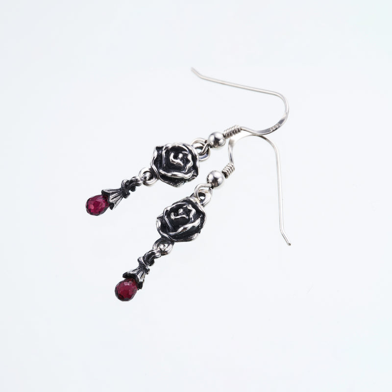 Jeweled Rose Hook Stud : (Garnet)-ZOCALO.JAPAN