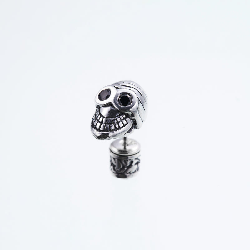 Jeweled Tibetan Smile Skull Stud : (BlacK CZ)-ZOCALO.JAPAN