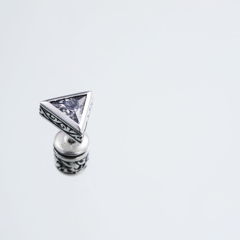 Jeweled Ivy Triangle Stud : White CZ-ZOCALO.JAPAN