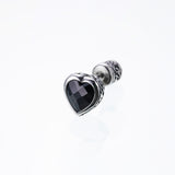 Jeweled Ivy Heart Stud : L (Black CZ)-ZOCALO.JAPAN