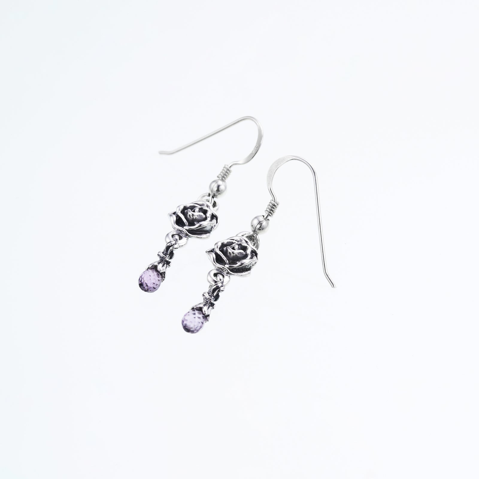Jeweled Rose Hook Stud : (Amethyst)｜ジュエルド・ローズ・フック