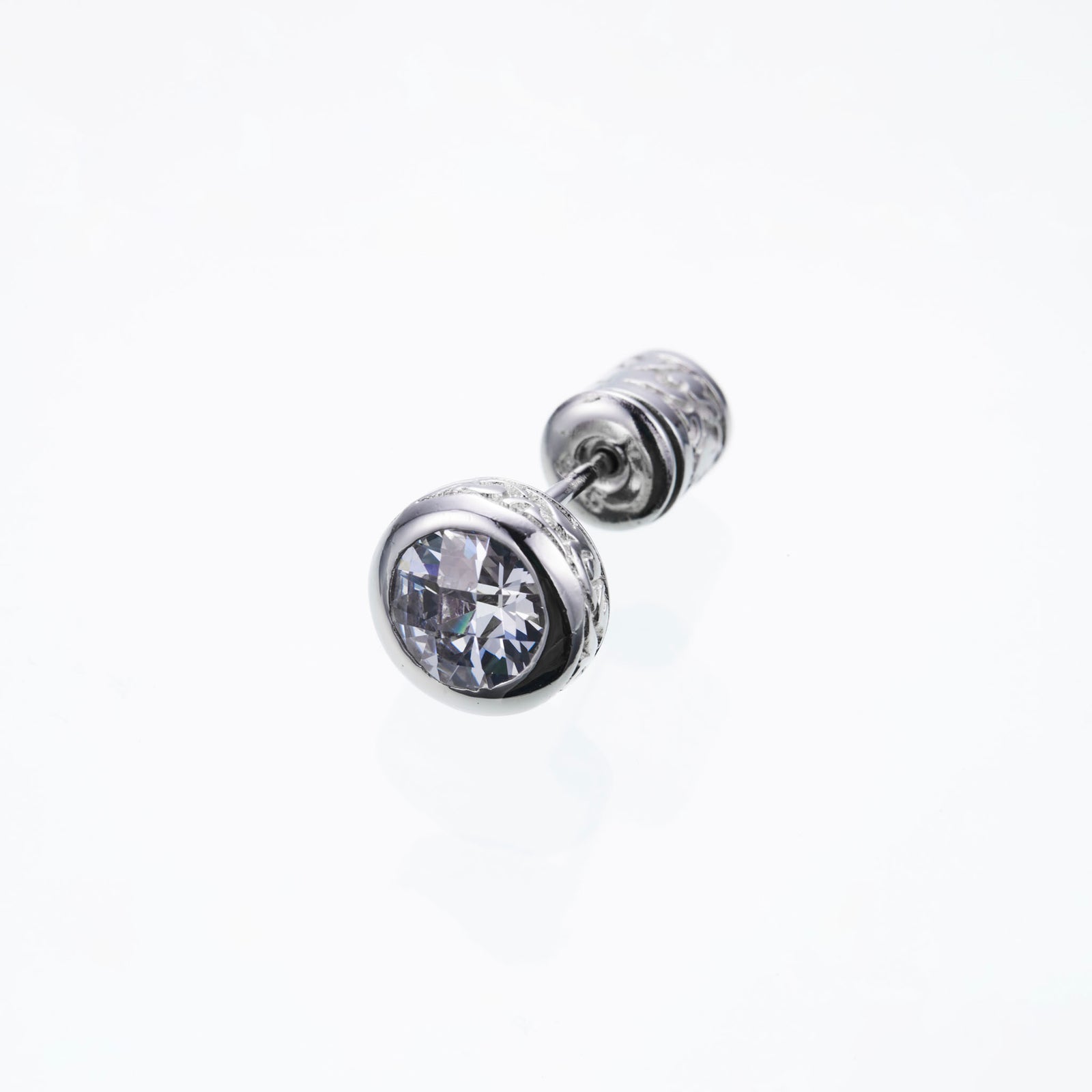 Jeweled Ivy Round Stud : L (White CZ)｜ジュエルド・アイビー