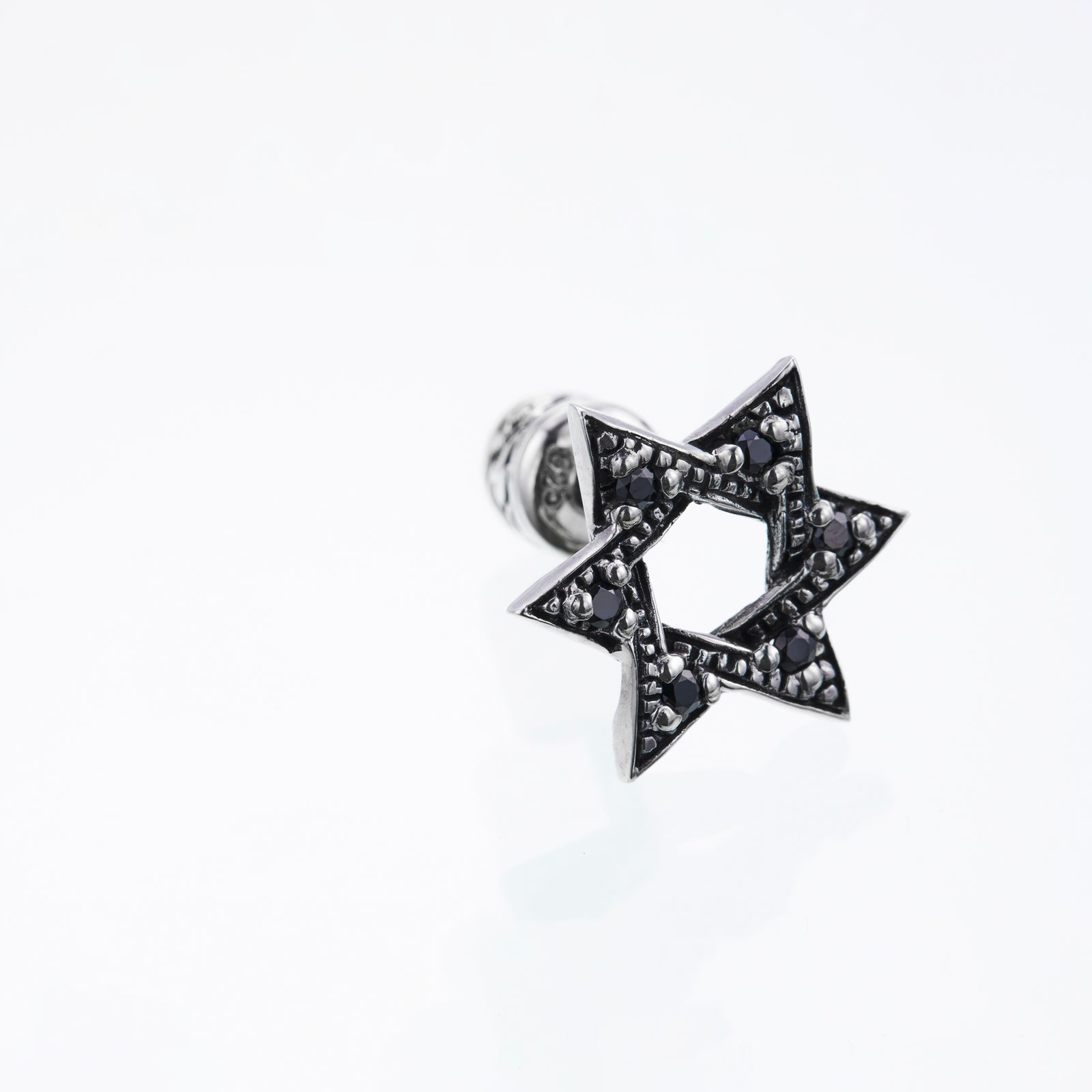 Jewish STAR Stud : (Black CZ)|ジューイッシュ・スター・ピアス(ブラックCZ)|