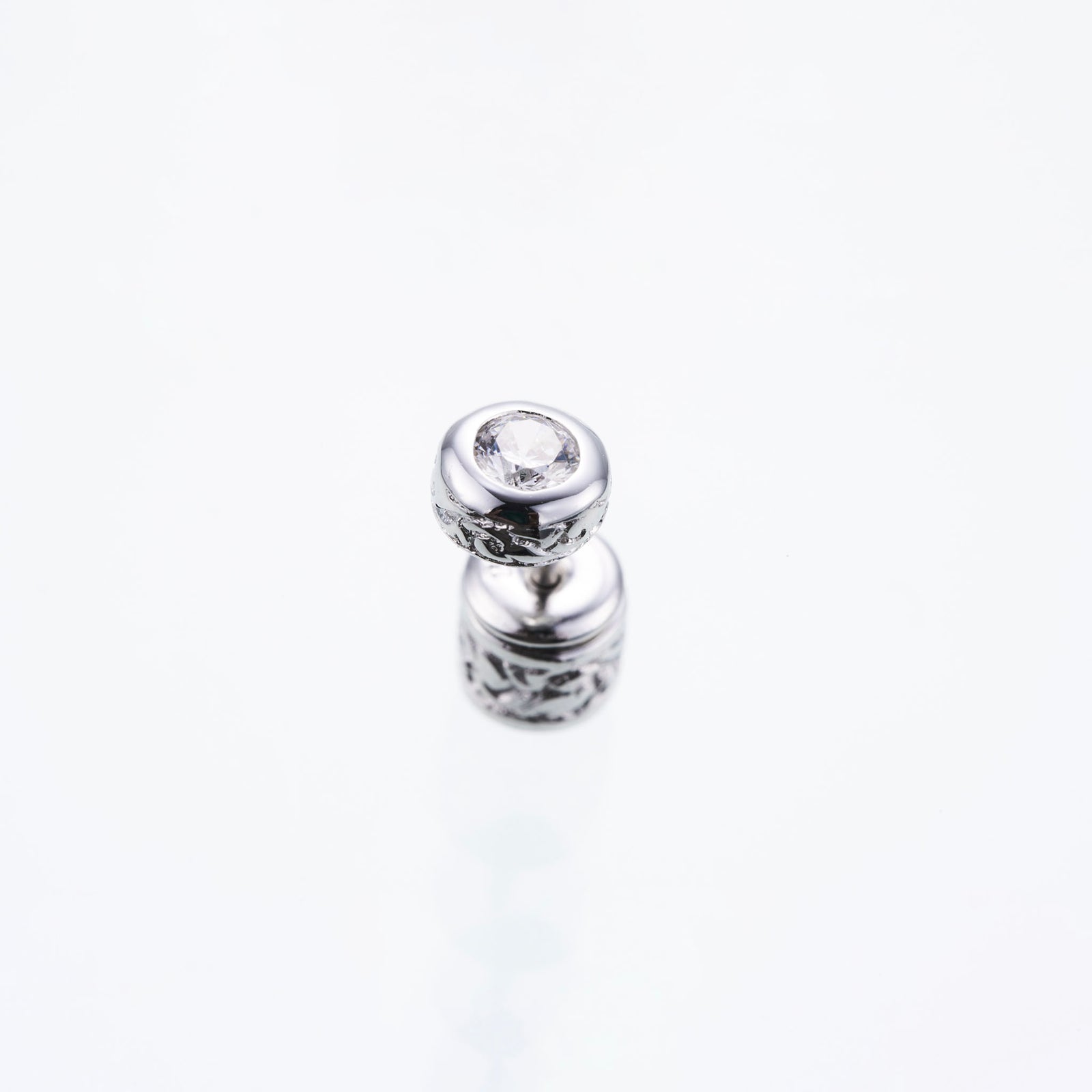 Jeweled Ivy Round Stud : S (White CZ)｜ジュエルド・アイビー 