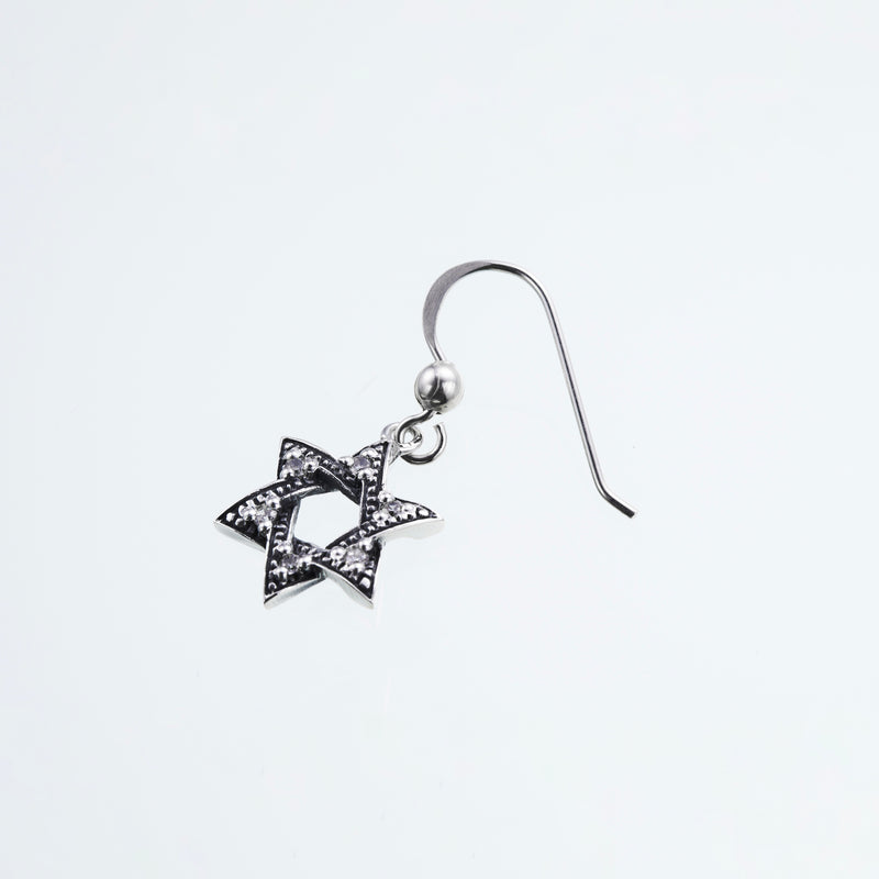 Jewish Star Hook Stud : (White CZ)-ZOCALO.JAPAN